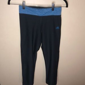 Adidas Ash Blue/Gray Climalite Cropped Leggings